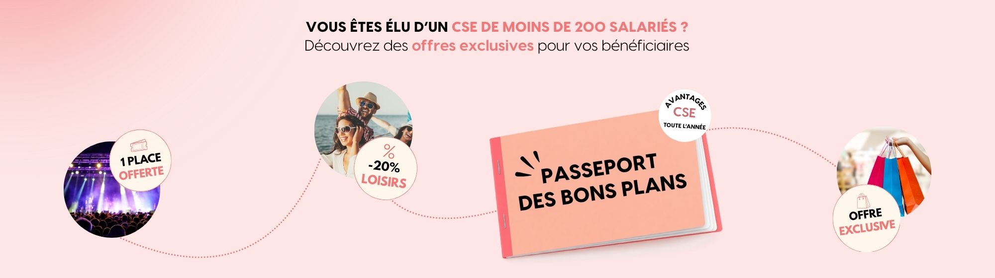 passeport-bons-plans-cse-offres-exclusives-elus Bannière présentant le passeport des bons plans CSE avec des offres exclusives pour les élus de CSE de moins de 200 salariés
