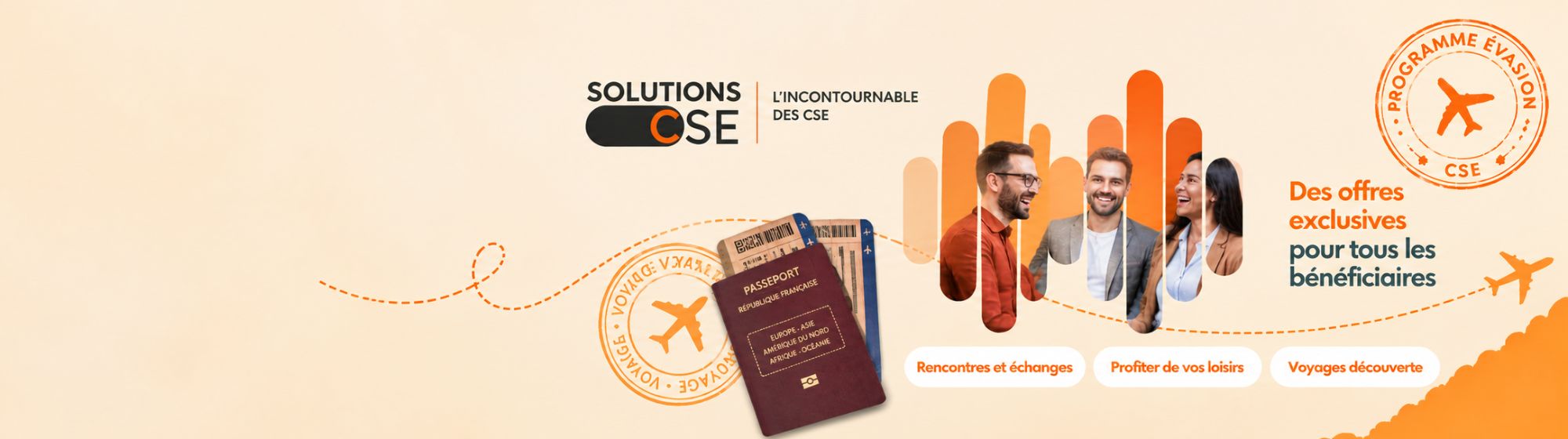 Programme Évasion CSE avec offres exclusives, loisirs, voyages et rencontres pour les bénéficiaires