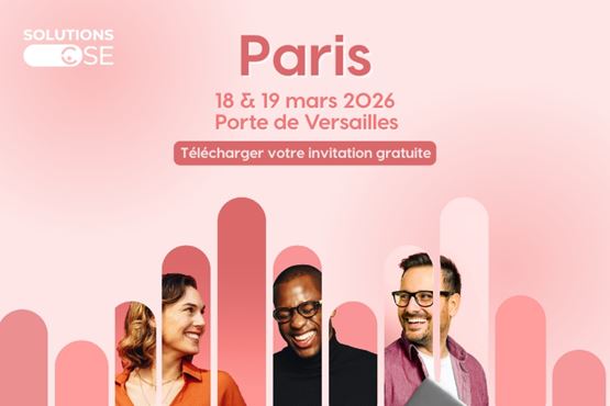 Infographie avec trois personnes souriant sur le salon de Paris
