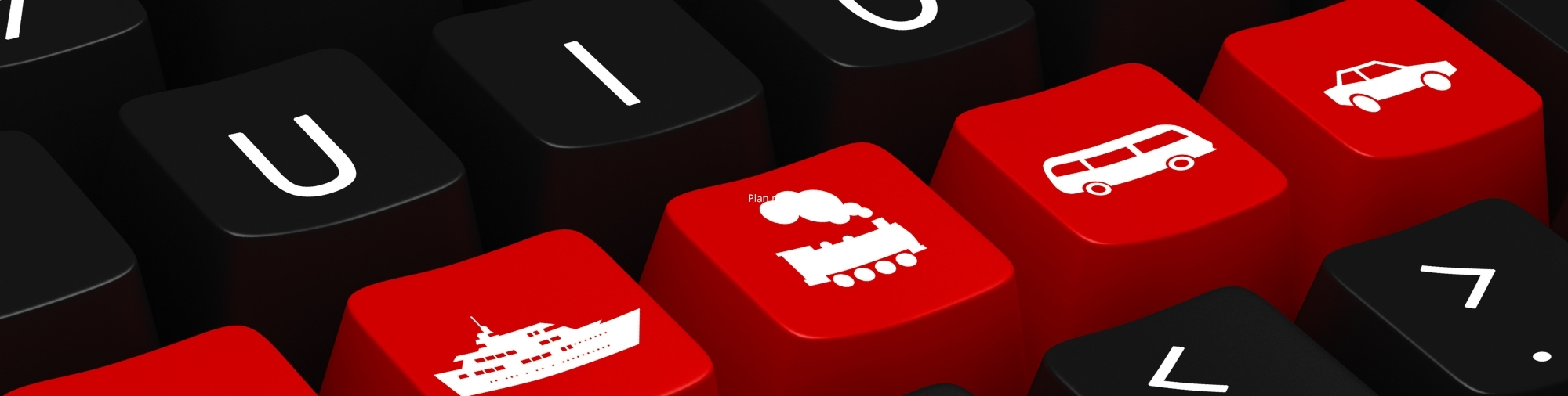 Touches de clavier avec icônes de transport illustrant les solutions de mobilité des salariés