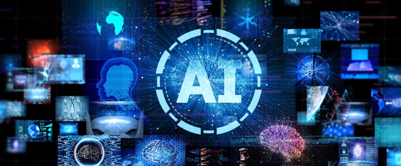 Infographie avec les lettres AI au milieu