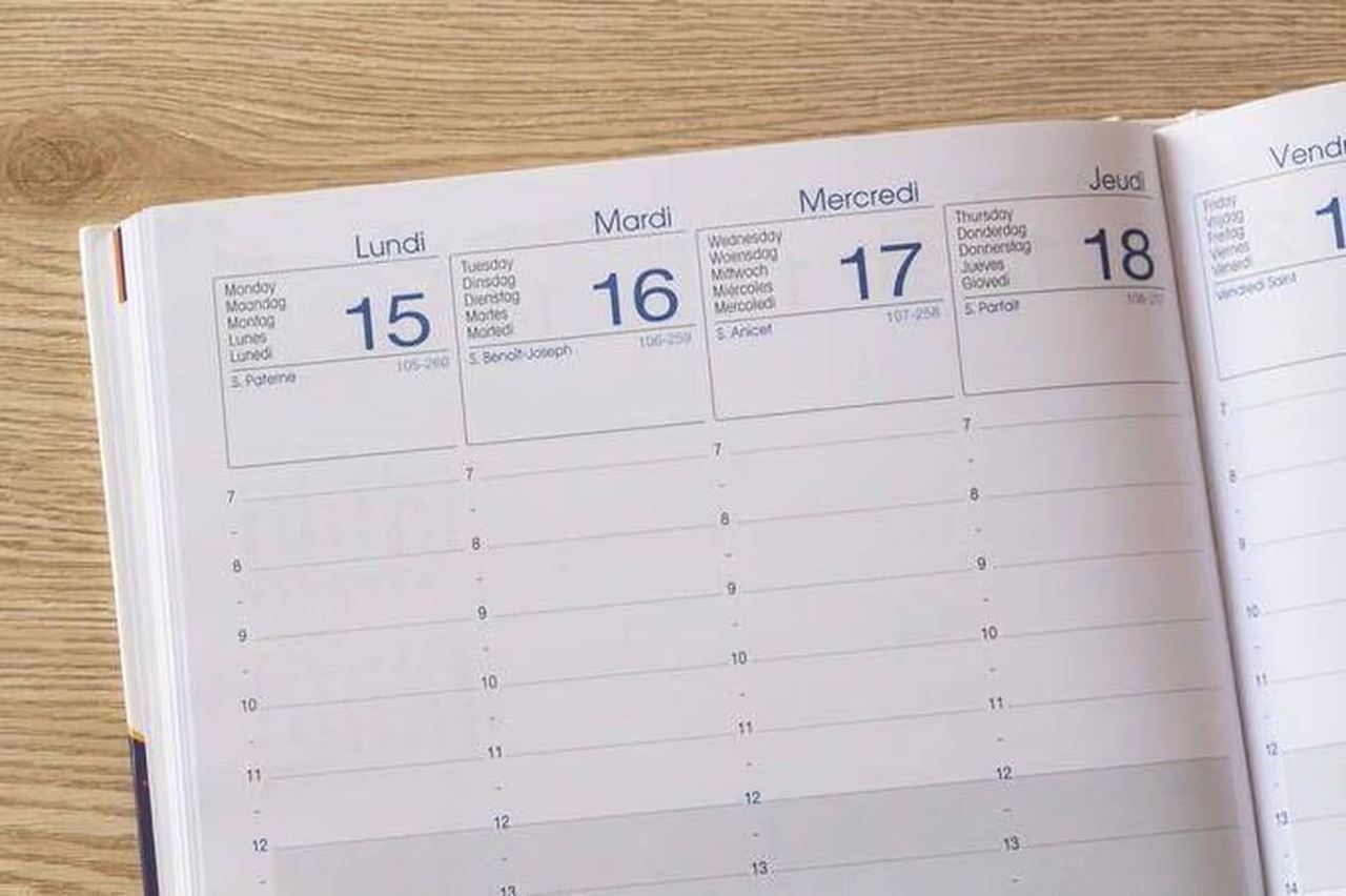 La page d'un agenda