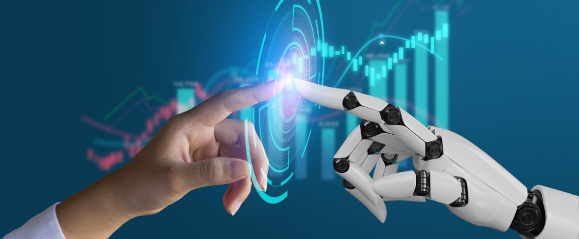 Un humain communiquant avec un robot