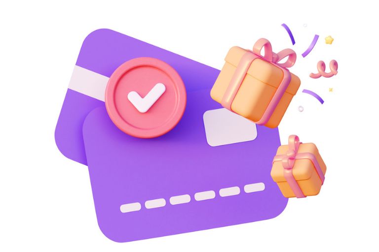 Infographie avec deux cartes cadeaux et des paquets cadeaux