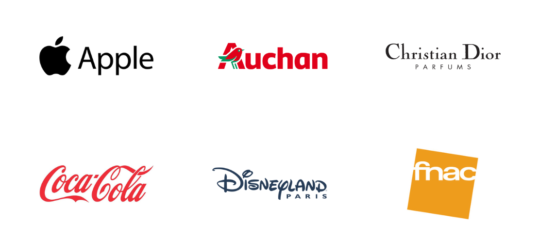 Logo des CSE qui visitent les salons SolutionsCSE : Apple, Auchan, Christian Dior Parfums, Coca-Cola, Disneyland Paris, Fnac